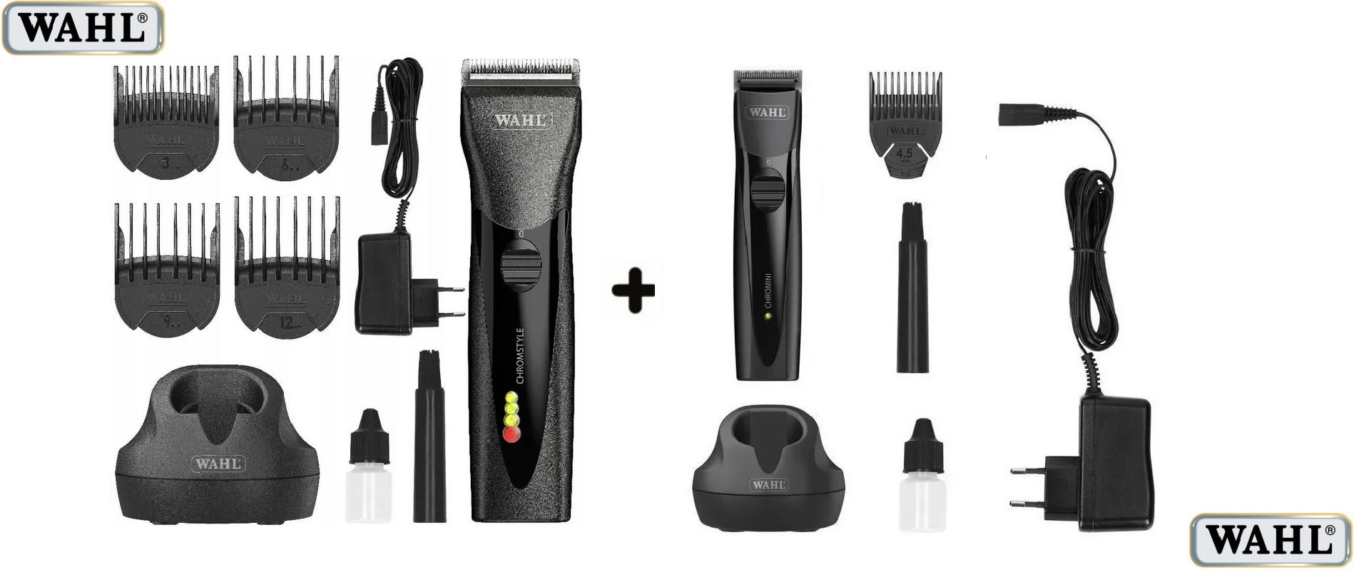 WAHL ChromStyle + WAHL Chromini, Комплект професионални машинки за подстригване с вградени батерии, Машинка за основно подстригване и професионален тример за подстригване, WAHL ChromStyle + WAHL Chromini, Безплатна доставка в България!